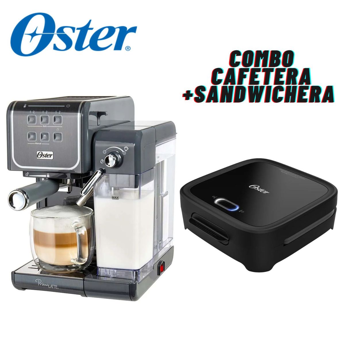 OSTER - Combo Cafetera Oster BVSTEM6801M + Sanguchera Grill CKSTSM400 Negro