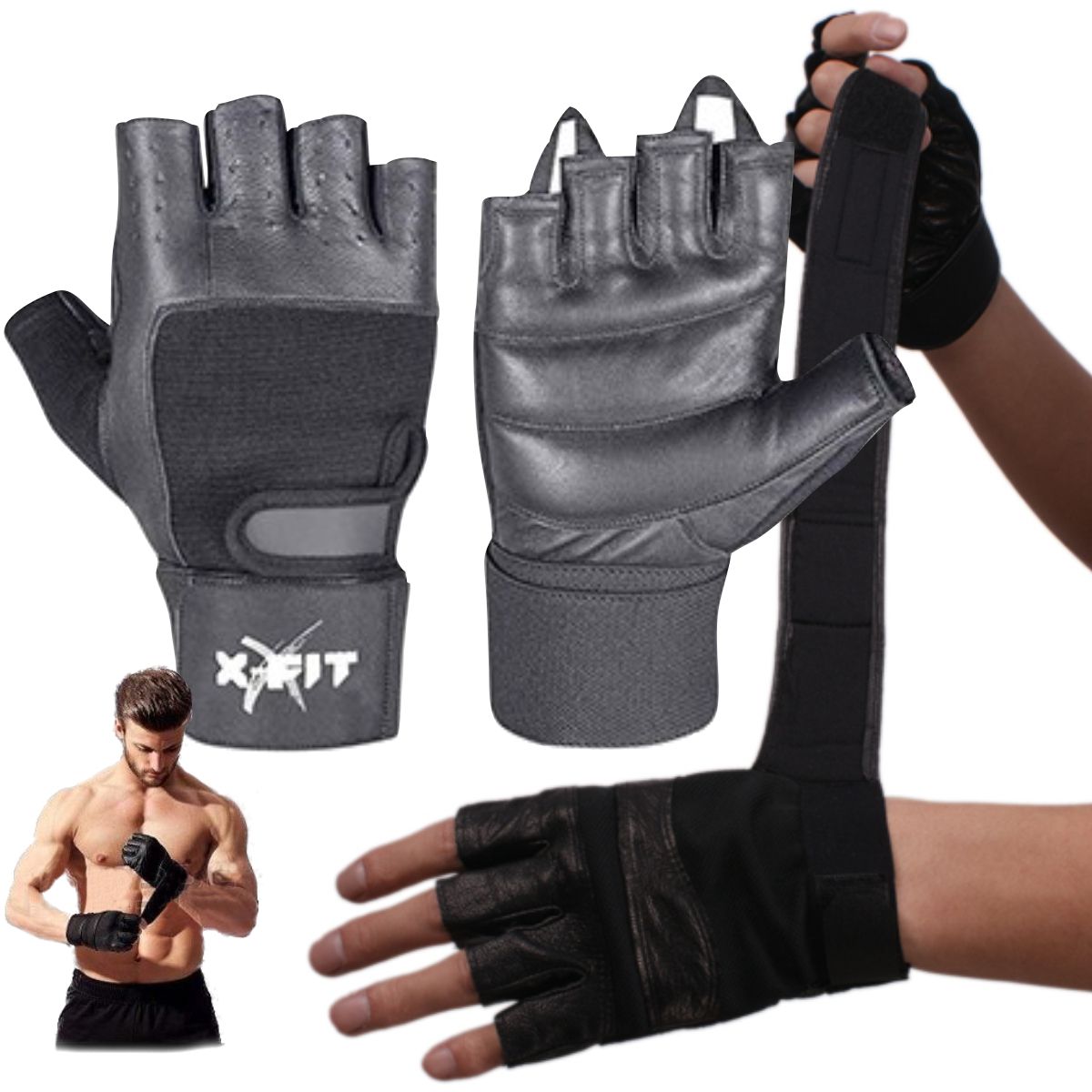 XFIT - Guantes Gym Cuero Importado Talla M