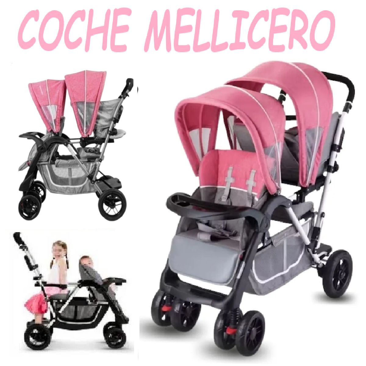 BABY HAPPY - Nuevo Coche Cuna Mellicero JL-1236 Baby Happy - Rosado