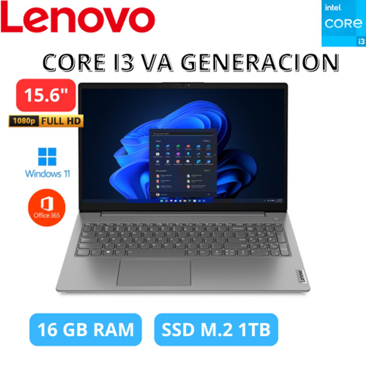 LENOVO - Laptop Lenovo Intel core I3 13va gen 16GB ram 1TB ssd 15.6 FHD