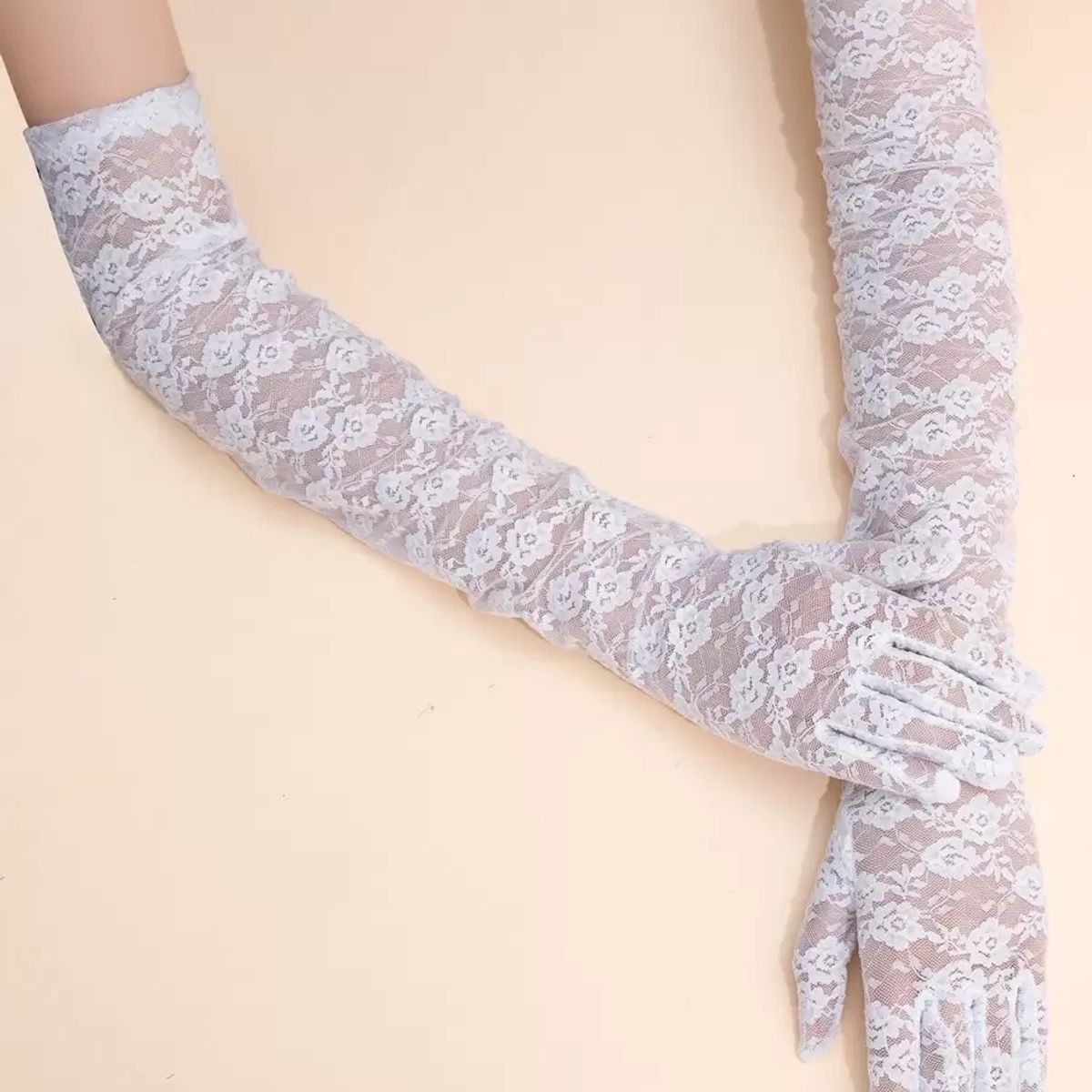 GENERICO - GUANTES LOLITAS BLANCO CON ENCAJES 002