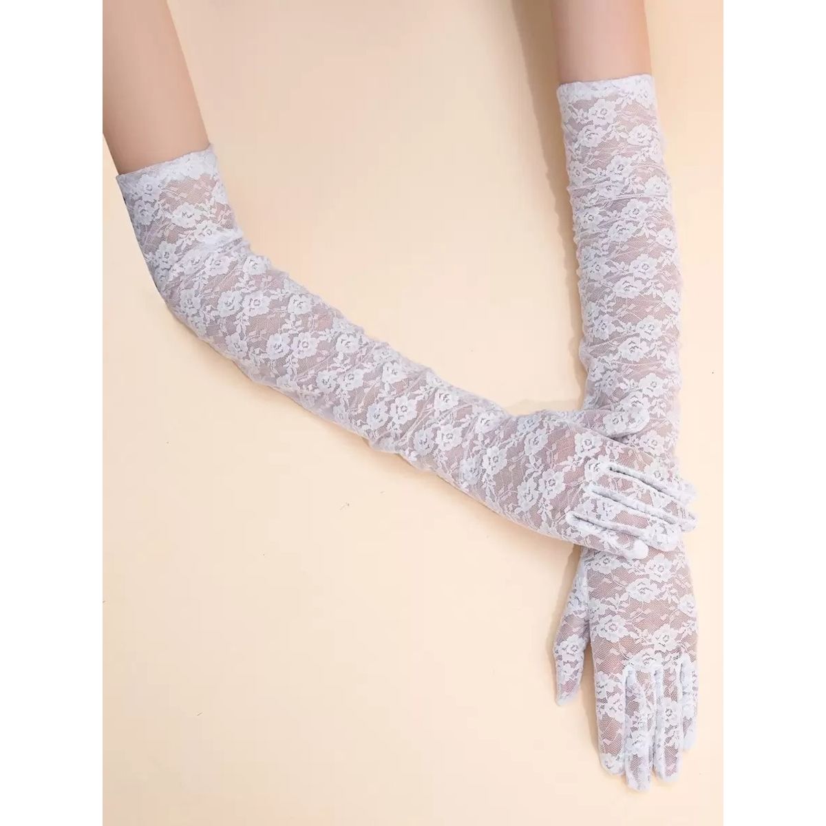 GENERICO - GUANTES LOLITAS BLANCO CON ENCAJES 002