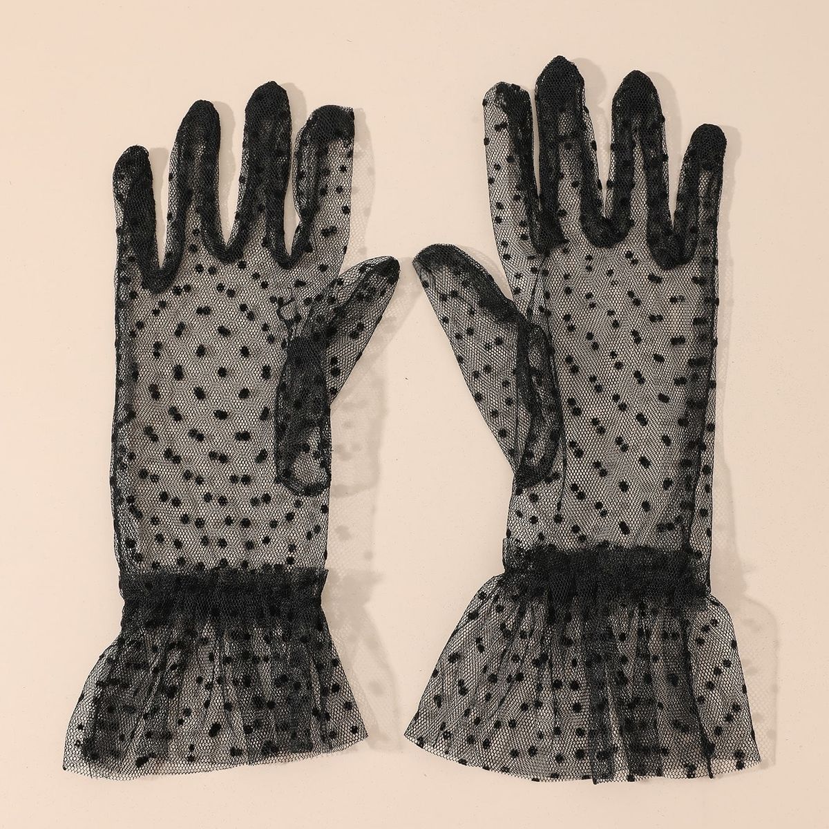 GENERICO - GUANTES LOLITAS NEGRO CON ENCAJES  002