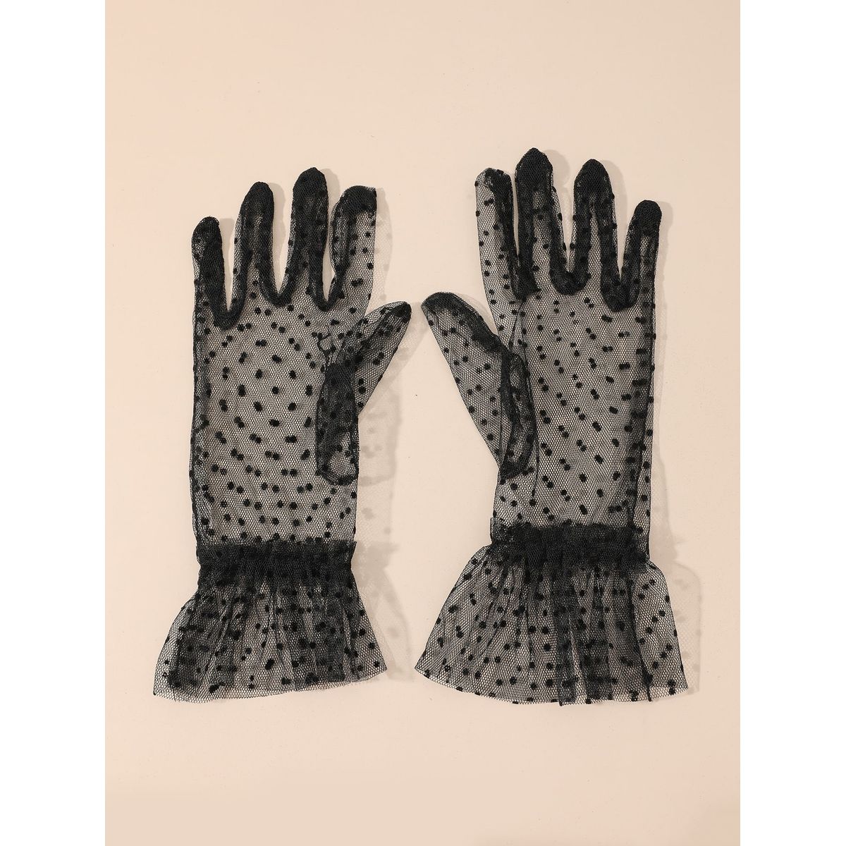 GENERICO - GUANTES LOLITAS NEGRO CON ENCAJES  002