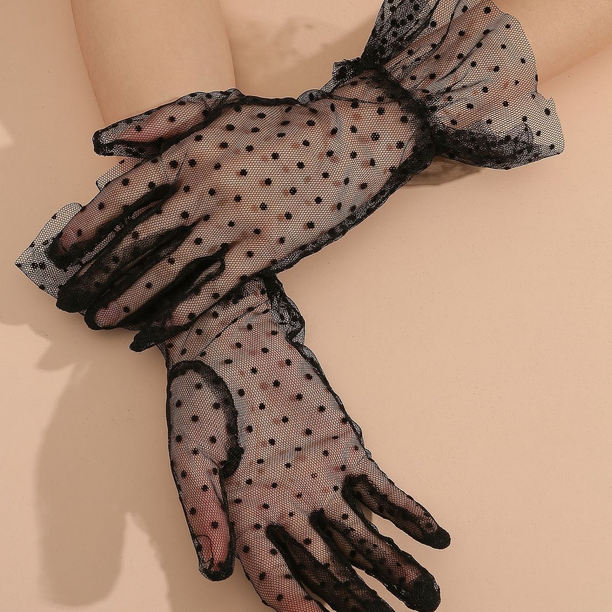 GENERICO - GUANTES LOLITAS NEGRO CON ENCAJES  002