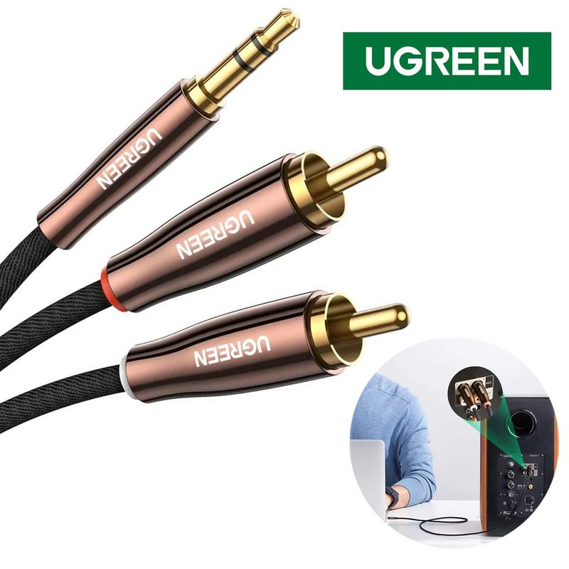 UGREEN - Cable De Audio Plug 3.5mm A 2 Rca Macho 2 Metros Ugreen