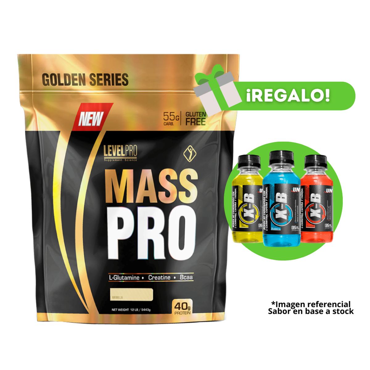LEVEL PRO - PROTEÍNA MASS PRO 12 LB VAINILLA + 3 XB