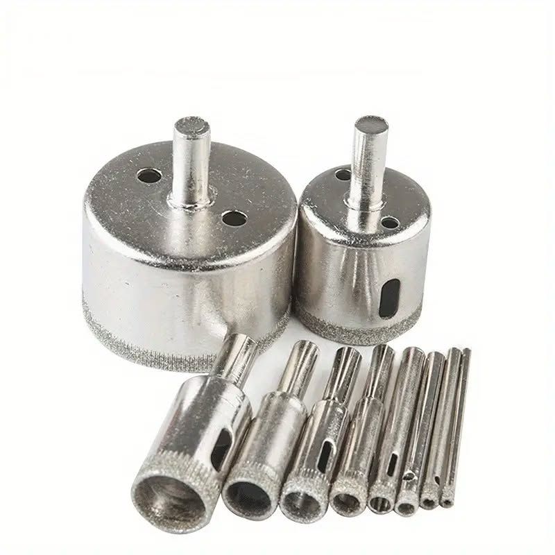 GENERICO - Kit Juego Guia Brocas Sierras Diamantadas 11 Piezas Taladro