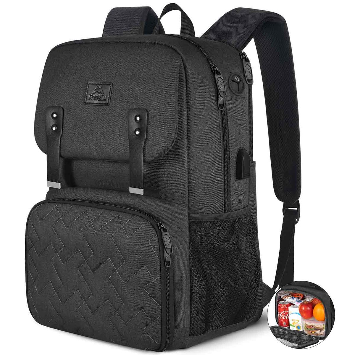 MATEIN - Mochila Urbana MATEIN 1161 Con Bolsillo Térmico Lonchera Portalaptop
