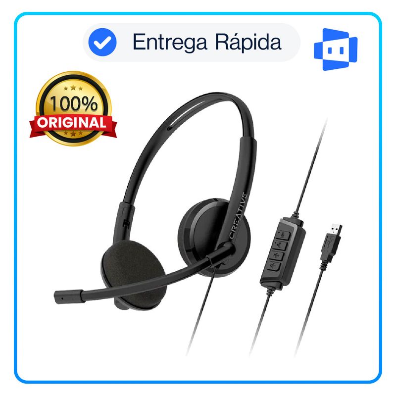 CREATIVE - Audífono con Micrófono Creative HS-220 USB-A 30mm Noise-Cancelling  Negro