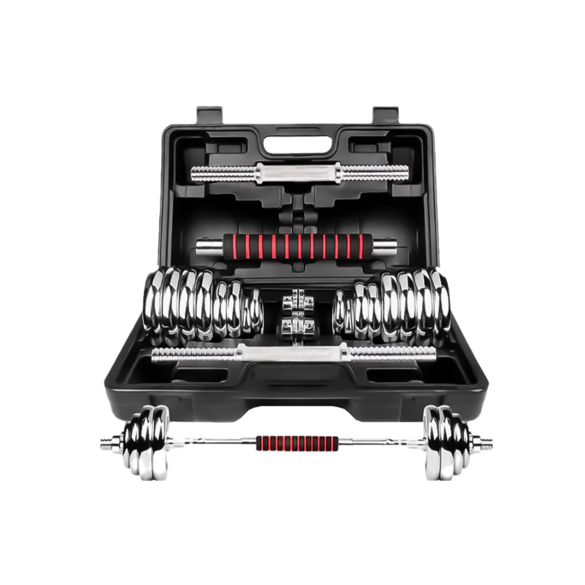 GENERICO - Pesas Mancuernas Cromadas Set 30kg  Adaptador Barra