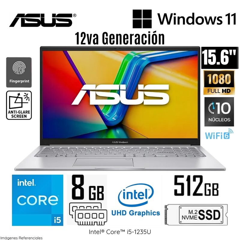 ASUS - Laptop Asus Vivobook X1504ZA-NJ339W Intel Core i5-1235U 8GB RAM 512GB SSD 15.6" FHD Windows 11