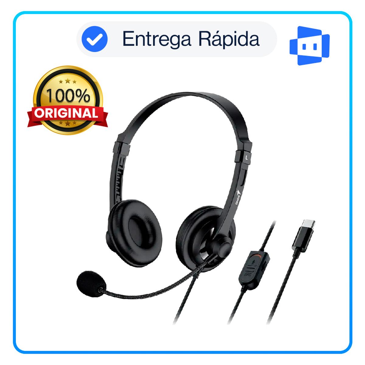 GENIUS - Audífono con Micrófono Genius HS-230U USB-C  Negro