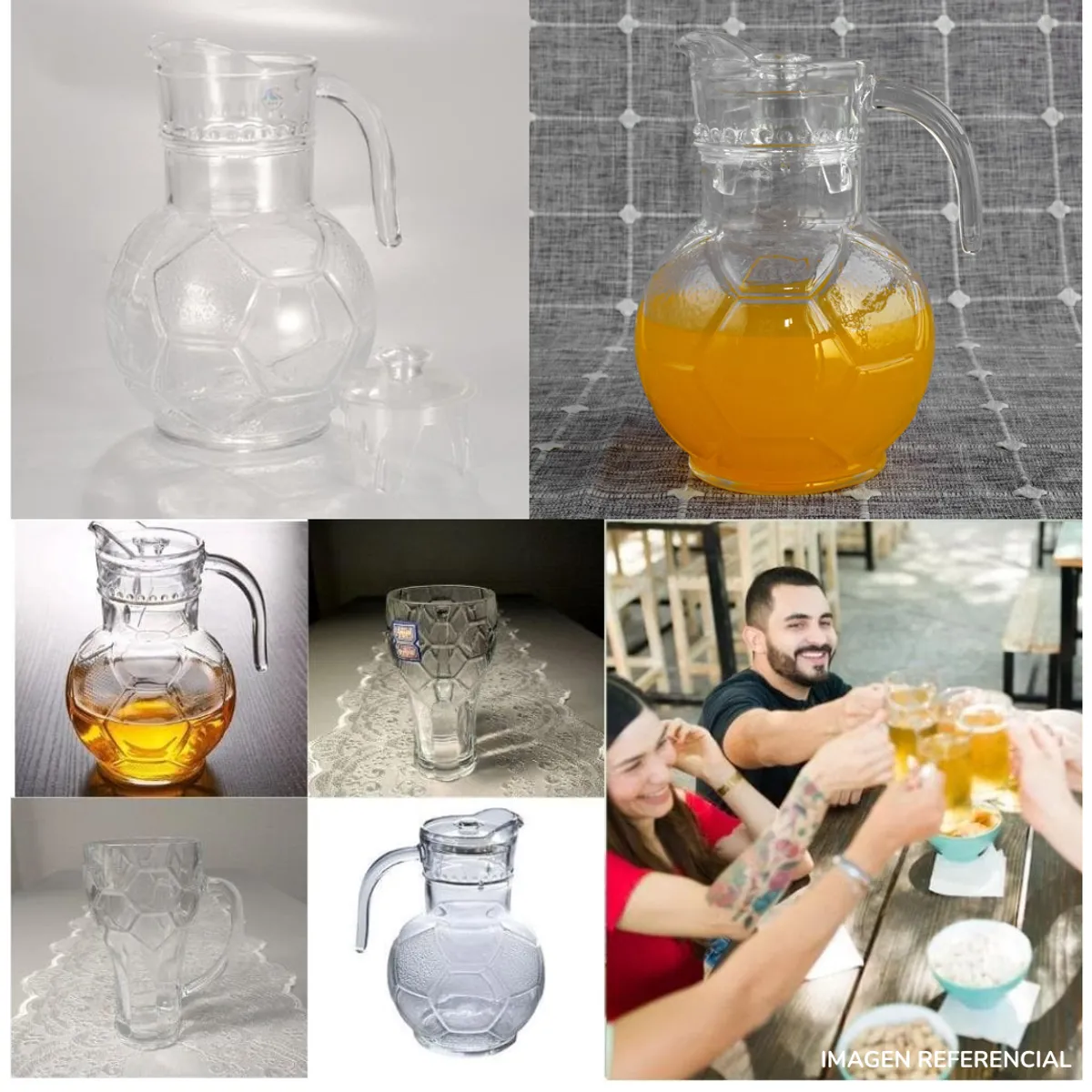 INSPIRA MARKET - Set Jarra y Vasos Futbol Dia del Padre Pelota 1800ml