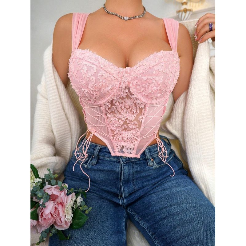 GENERICO - TOP LOLITAS CORTO ROSADO TIPO CORCET