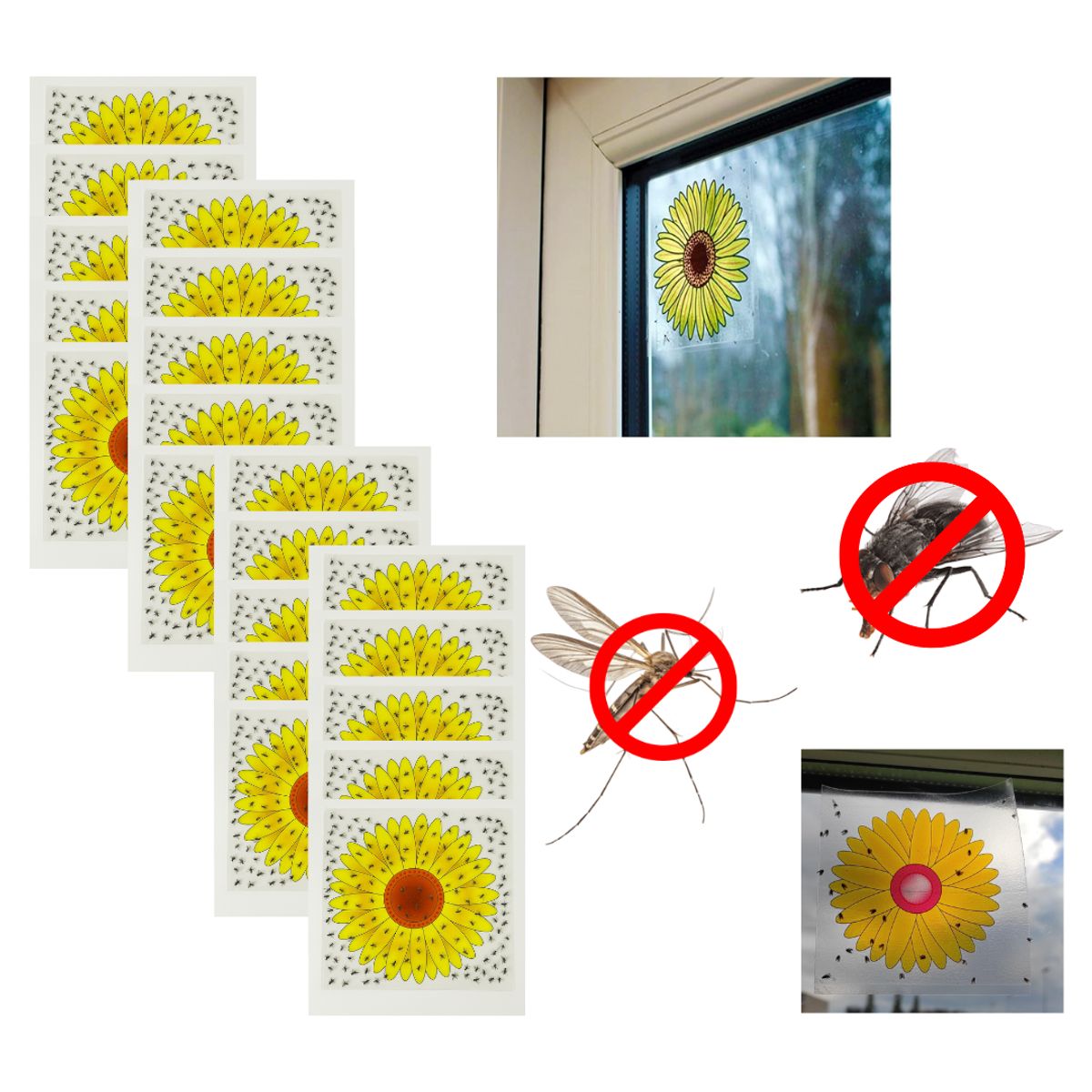 GENERICO - PACK X20 TRAMPAS ADHESIVAS GIRASOL PARA MOSCAS MOSQUITO