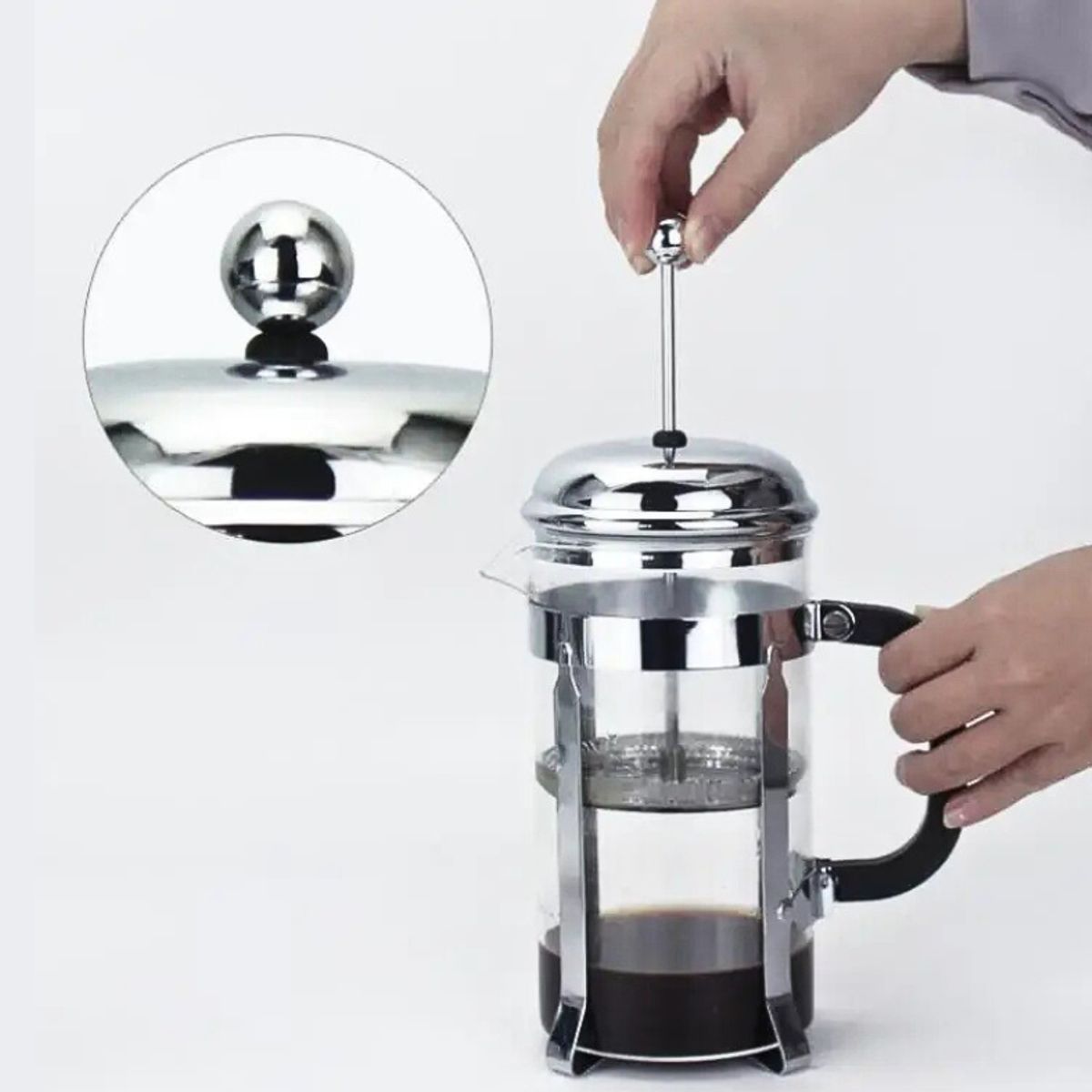 GENERICO - Cafetera prensa francesa de acero 600 ml