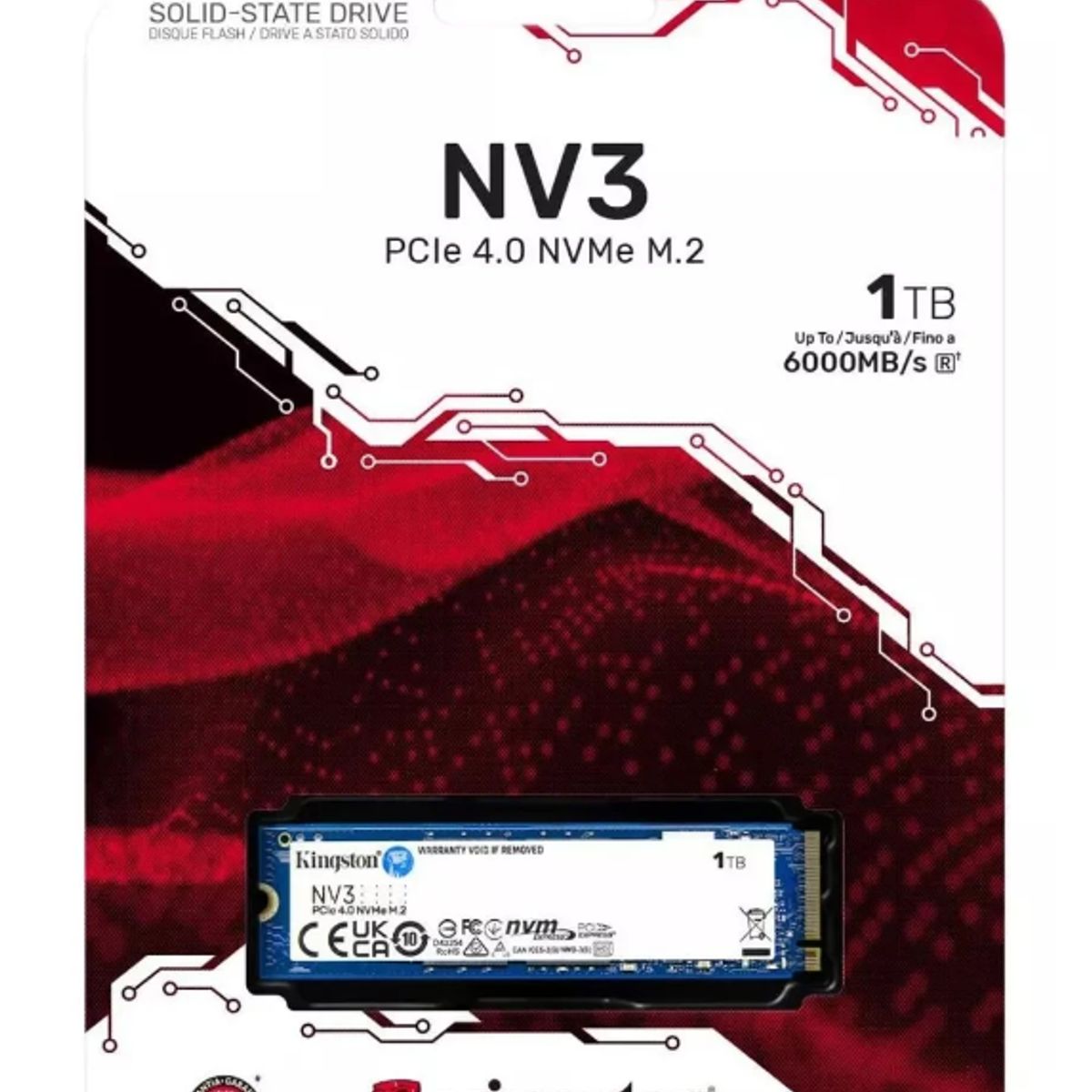 KINGSTON - Disco Solido Kingston M.2 de 1TB NV3 4.0 6000 MBS