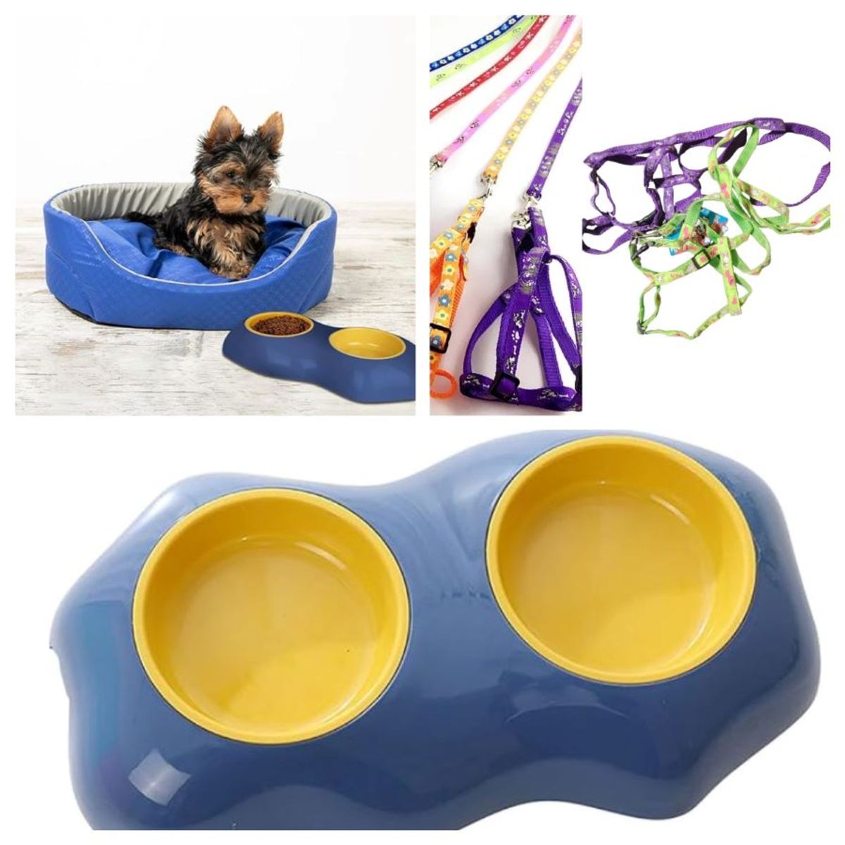 GENERICO - COMEDERO DOBLE + ARNES DE PASEO PARA MASCOTAS