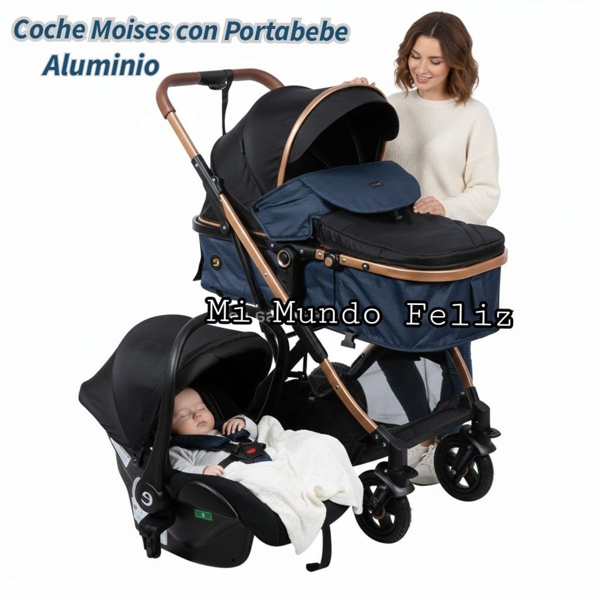EBABY - COCHE PARA BEBE CON PORTABEBE  MOISES  - BLUE