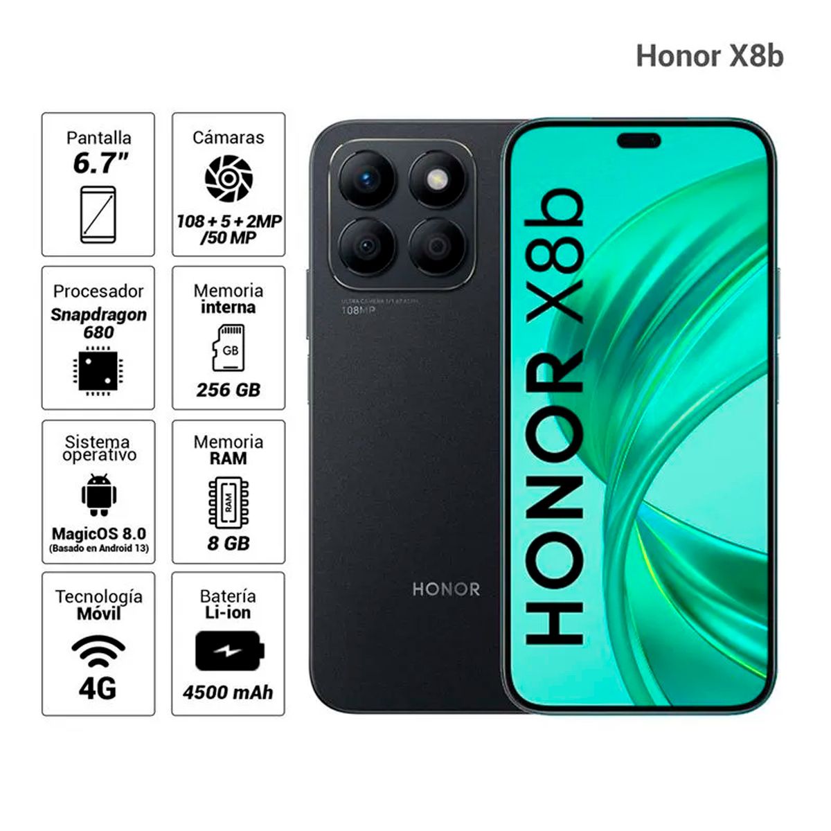 HONOR - Celular Honor X8b 256GB - 8GB RAM Color Negro