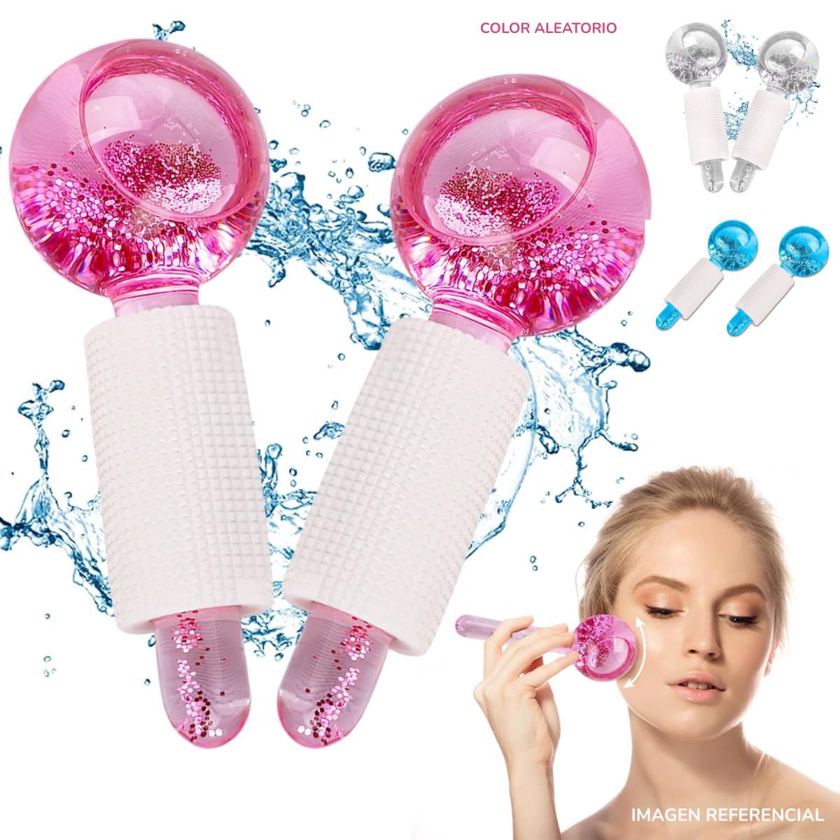 INSPIRA MARKET - Rodillos Faciales de Vidrio con Esferas Frías Crystal Ball