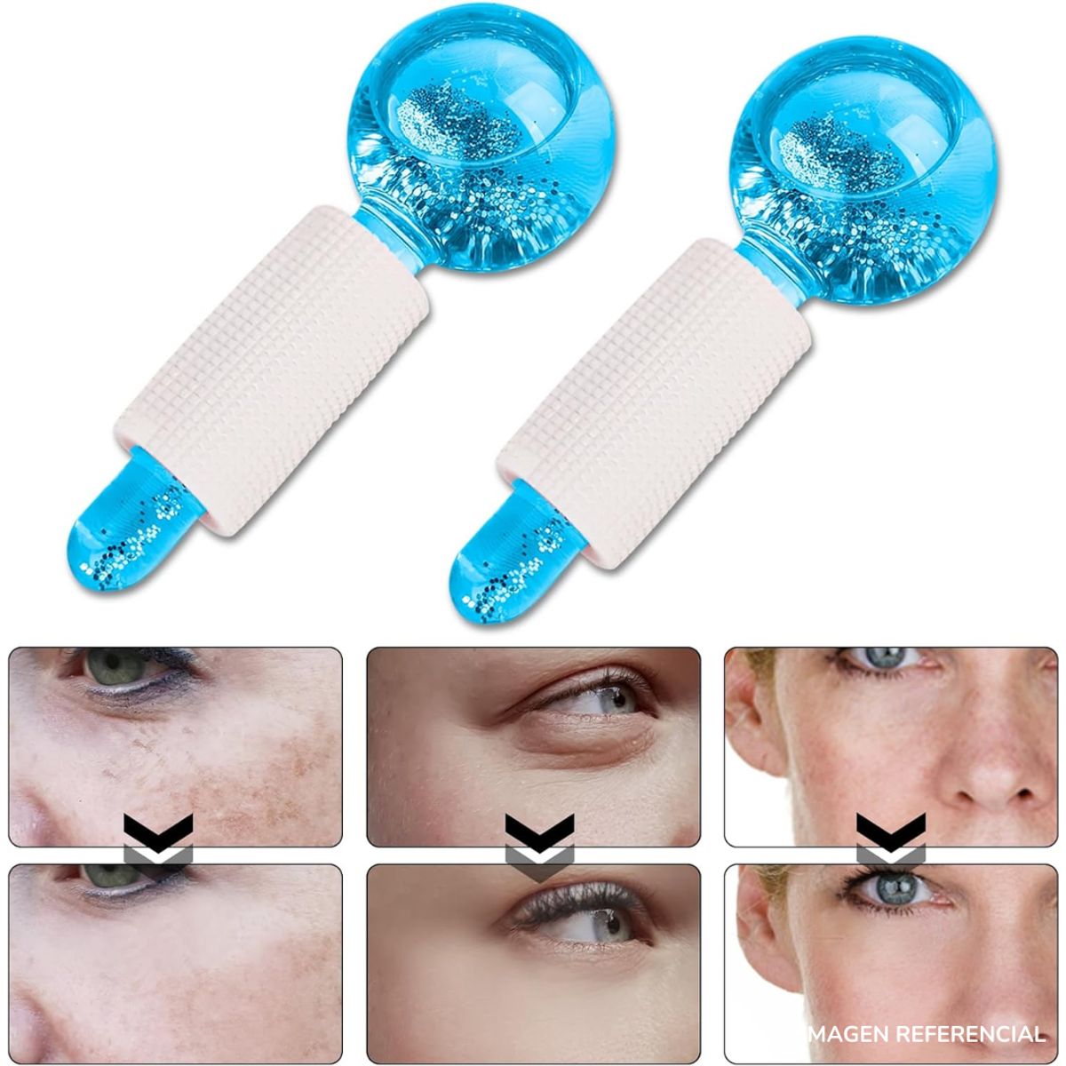 INSPIRA MARKET - Rodillos Faciales de Vidrio con Esferas Frías Crystal Ball