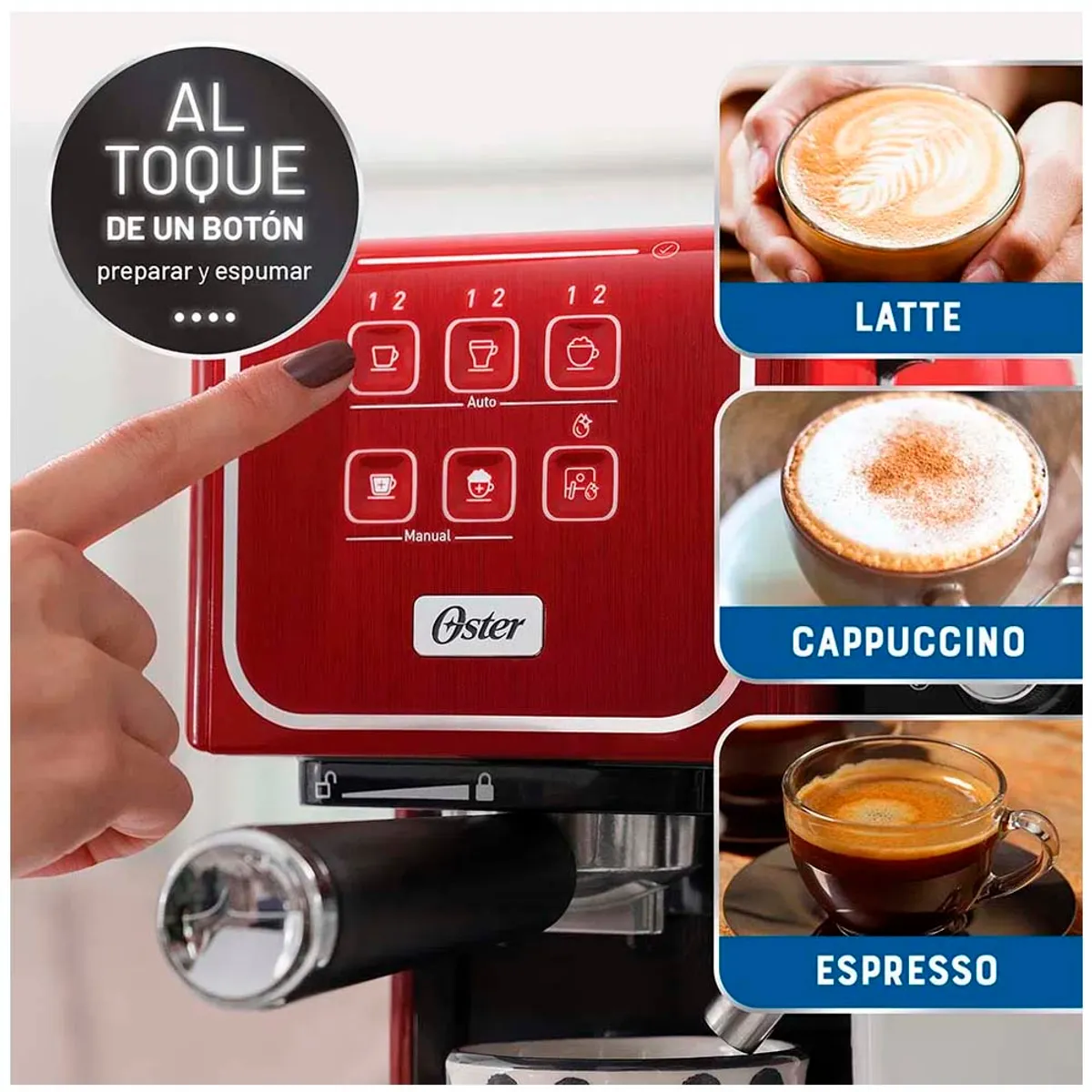 OSTER - Cafetera Oster Expresso PrimaLatte Touch BVSTEM6801R