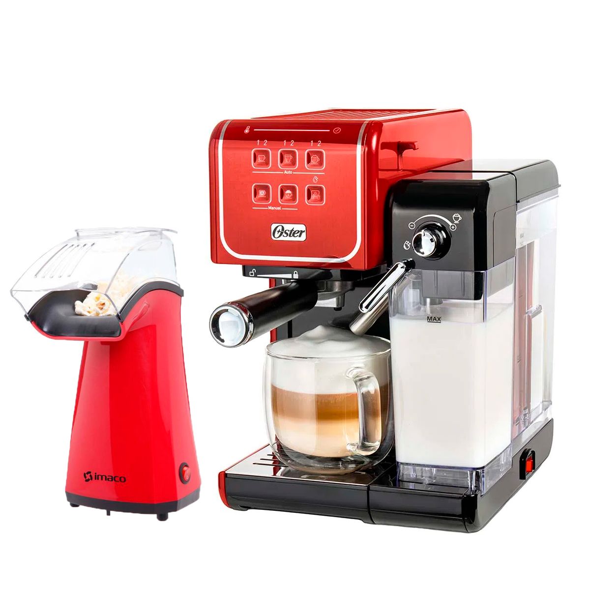 OSTER - Cafetera Oster PrimaLatte Touch BVSTEM6801R + Pop Corn Imaco PO120R