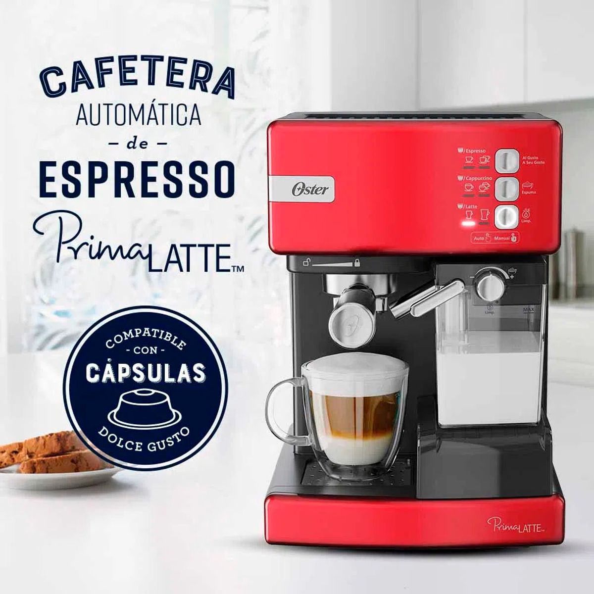 OSTER - Combo Cafetera Automática Oster BVSTEM6603R + Molinillo BVSTBMH23