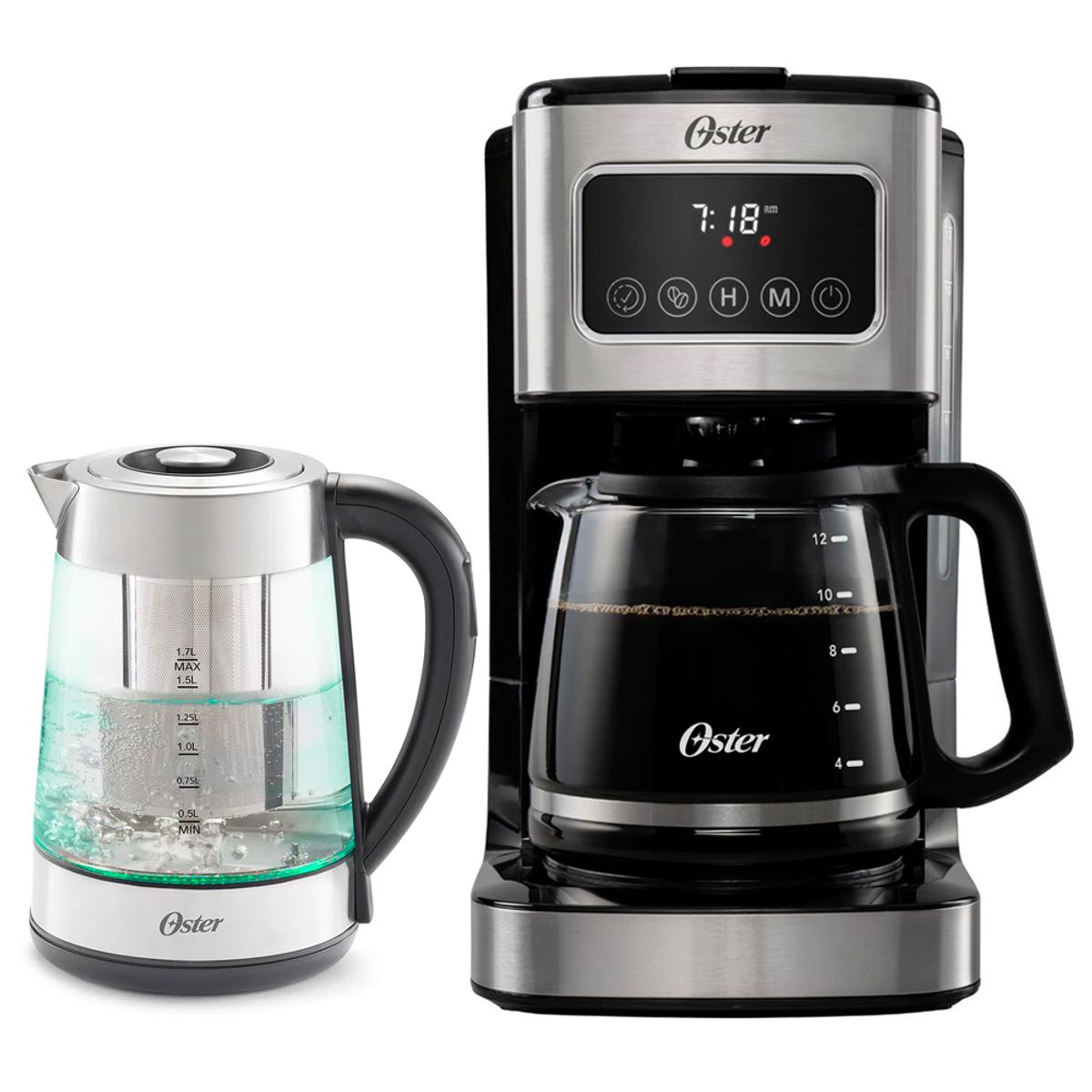 OSTER - Cafetera Oster Programable de 12 Tazas BVSTDC4403 + Hervidor de Vidrio