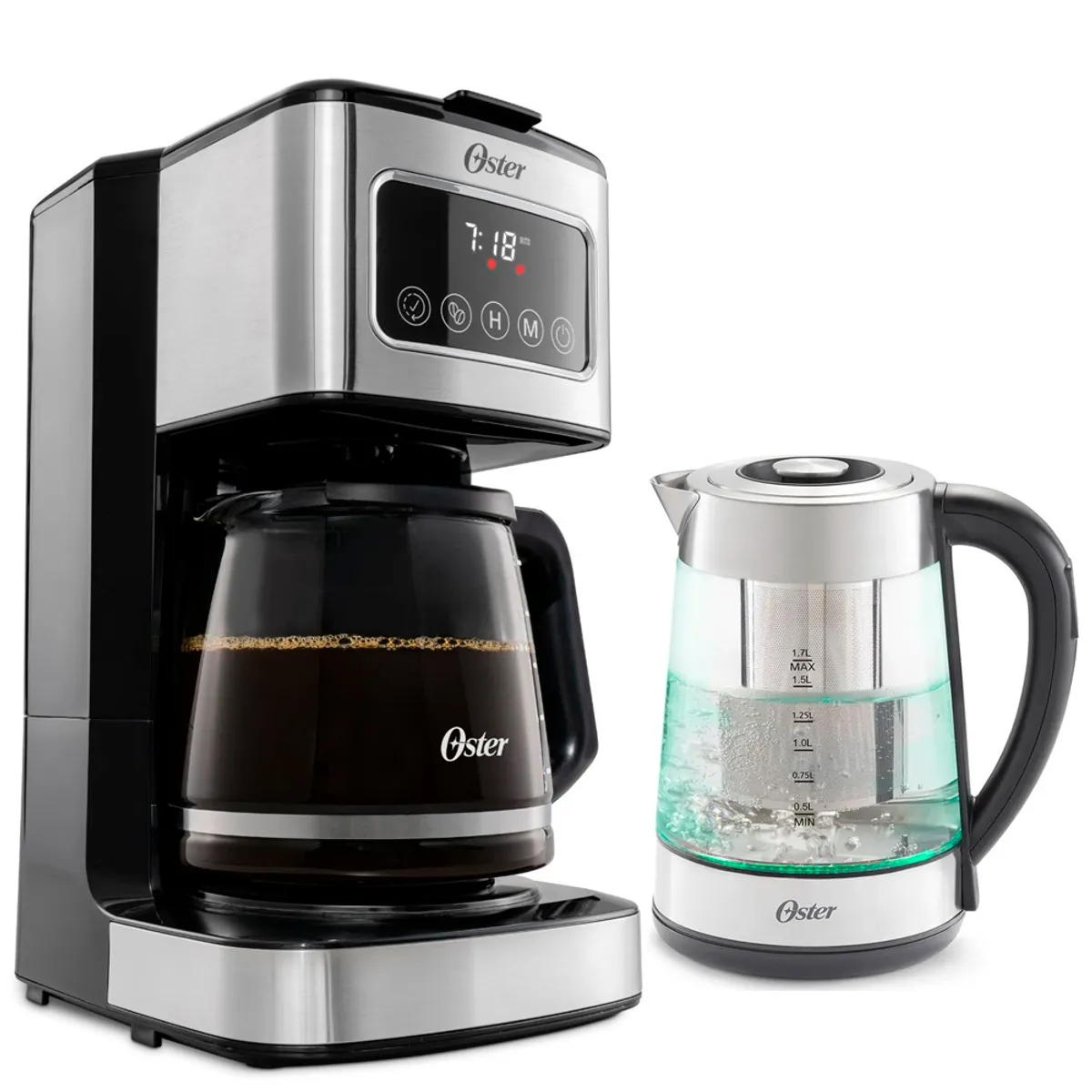 OSTER - Cafetera Oster Programable de 12 Tazas BVSTDC4403 + Hervidor de Vidrio