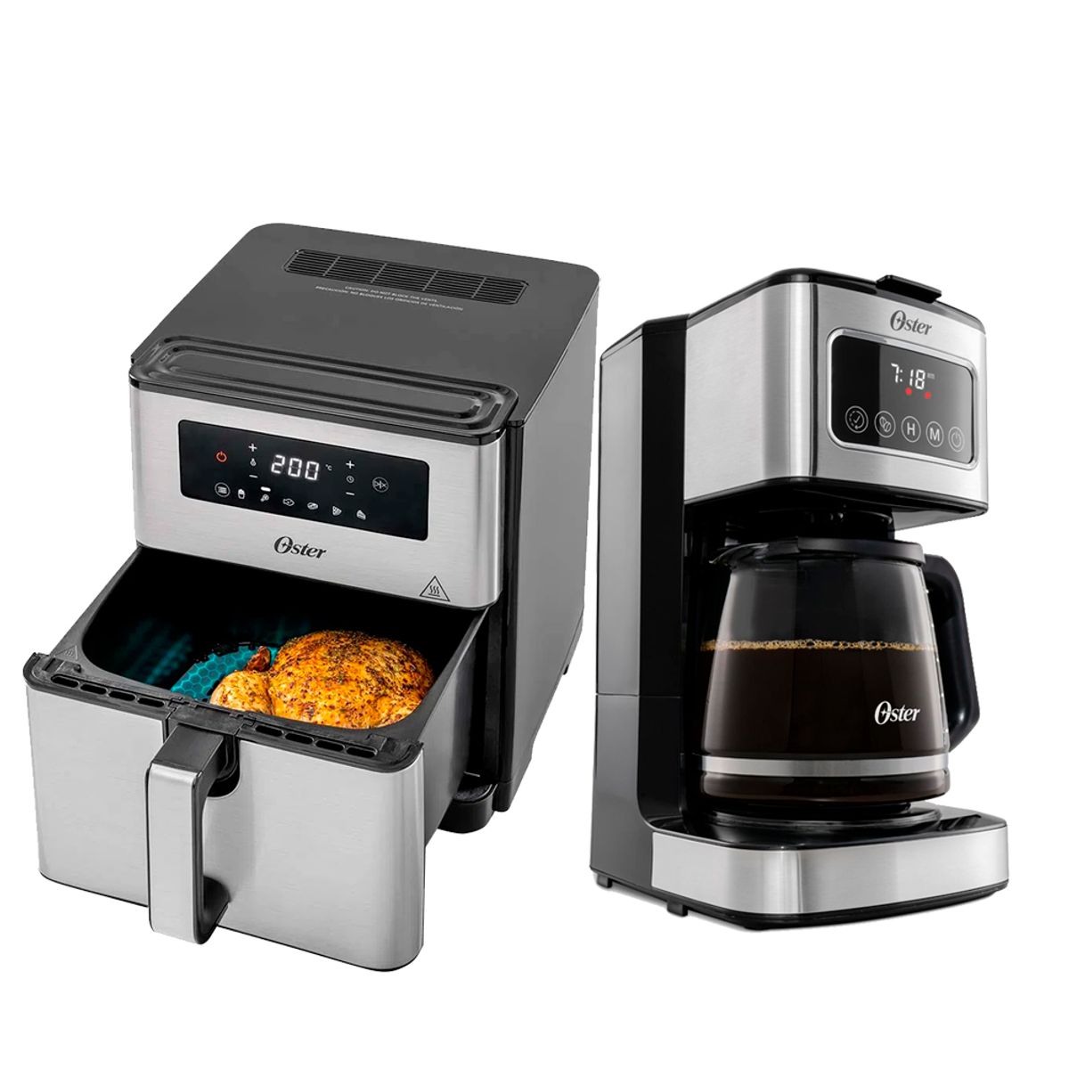 OSTER - Combo Cafetera Oster de 12 Tazas BVSTDC4403 + Freidora de aire 9 Lts