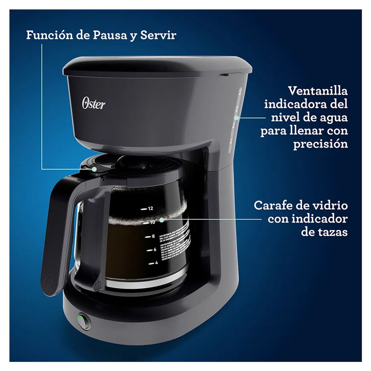 OSTER - Cafetera Oster de 12 Tazas BVSTDCS12B + Molinillo de Cafe Oster