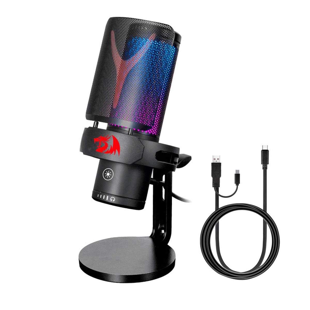 REDRAGON - Micrófono redragon Fenris GM301  RGB Cardioide para Streaming