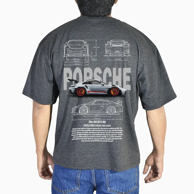 YONISTERS CLOTHING - Polo Oversize Algodón Plomo Oscuro Porshe Yonisters Clothing