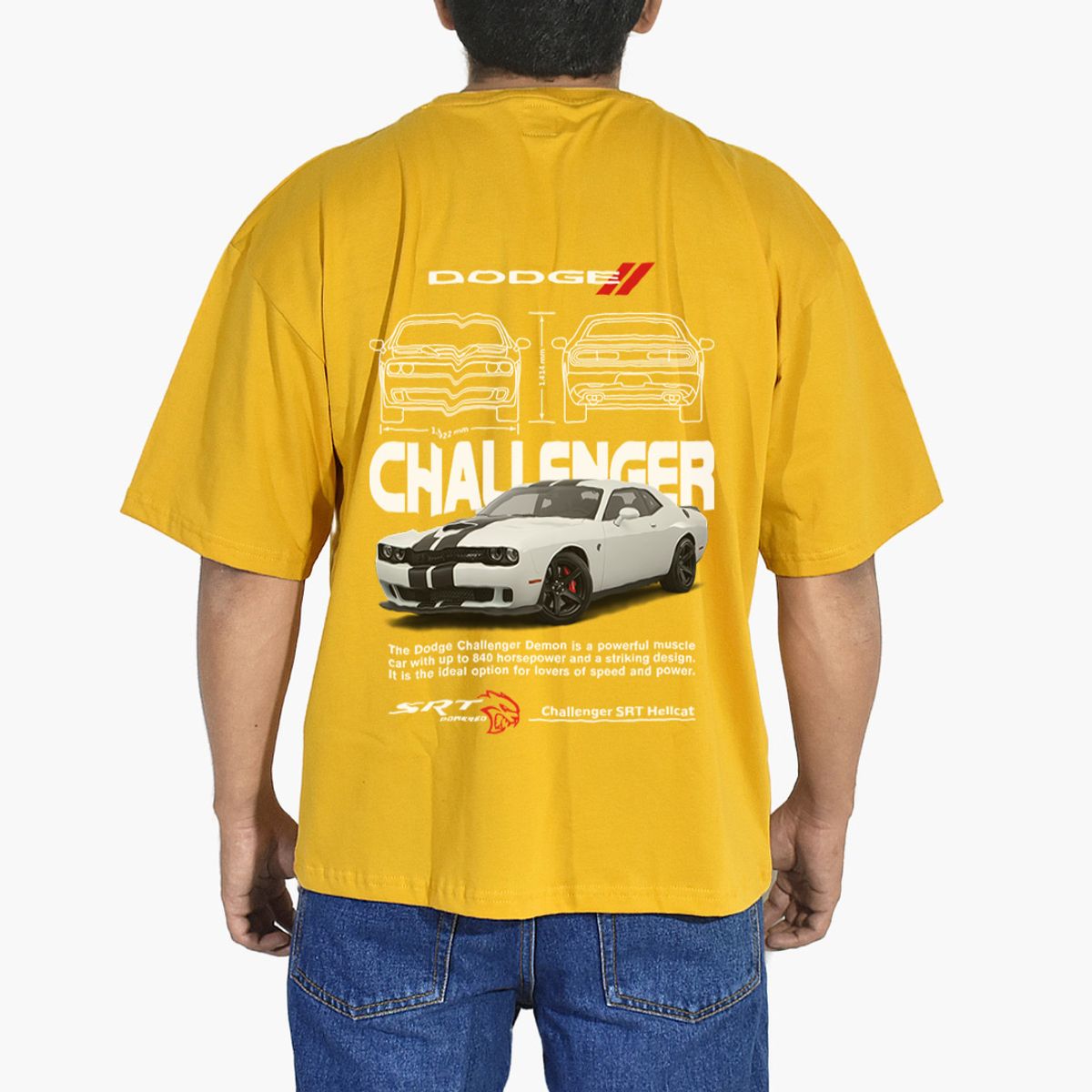 YONISTERS CLOTHING - Polo Oversize Algodón Amarillo Dodge Challenger  Yonisters Clothing