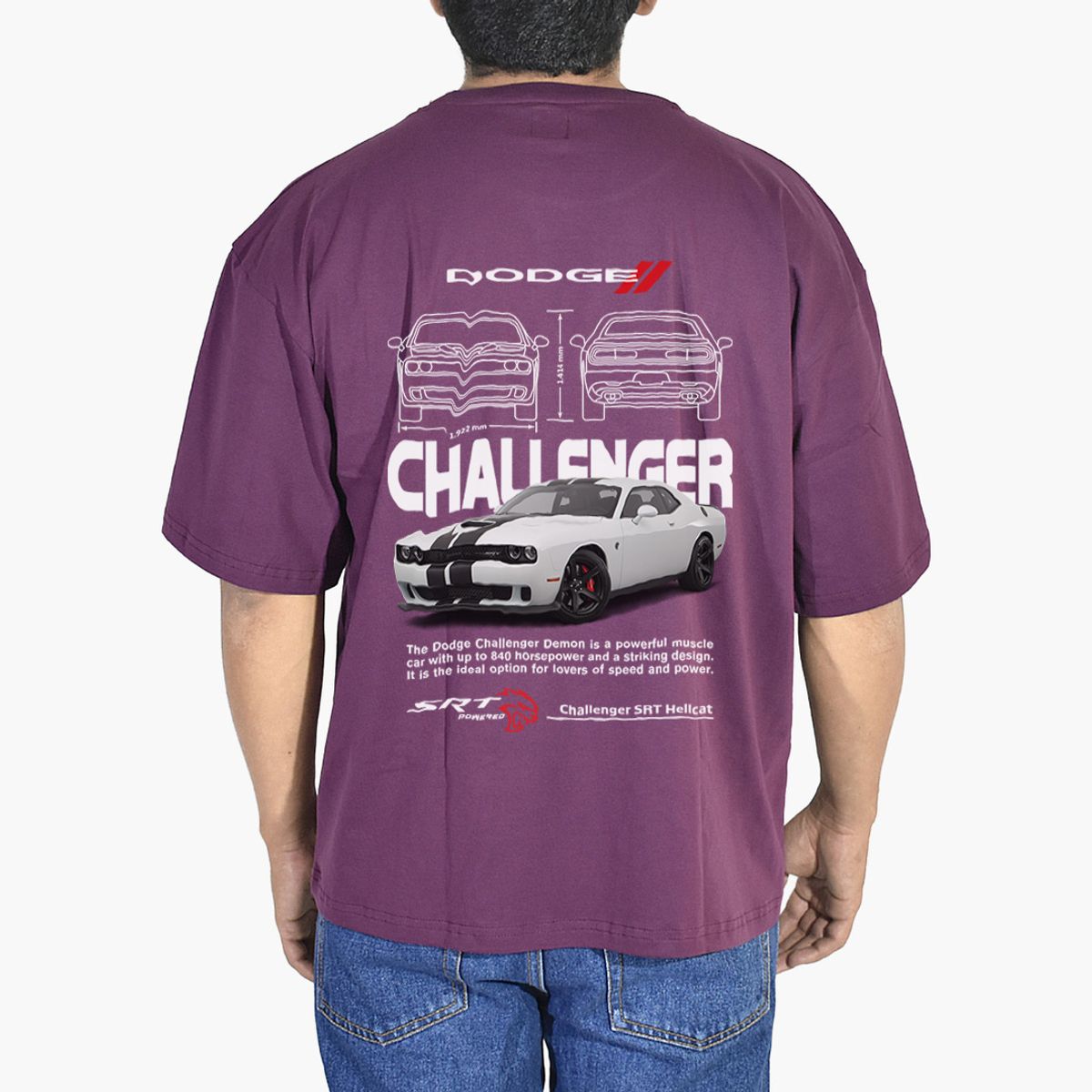 YONISTERS CLOTHING - Polo Oversize Algodón Vino Dodge Challenger  Yonisters Clothing