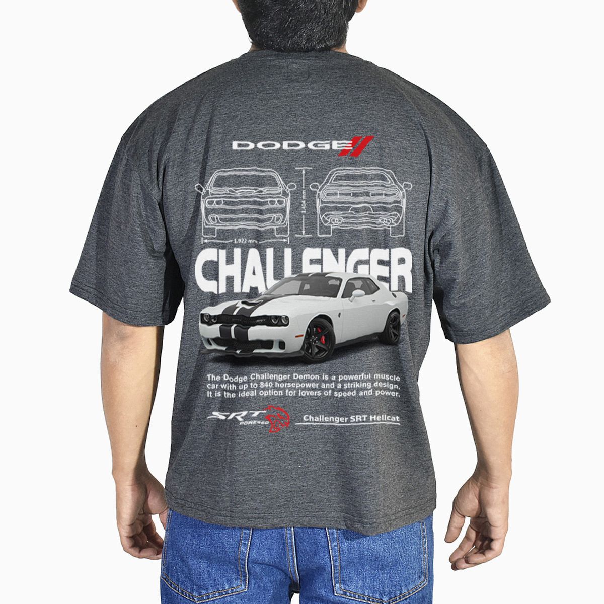 YONISTERS CLOTHING - Polo Oversize Algodón Plomo Oscuro Dodge Challenger  Yonisters Clothing