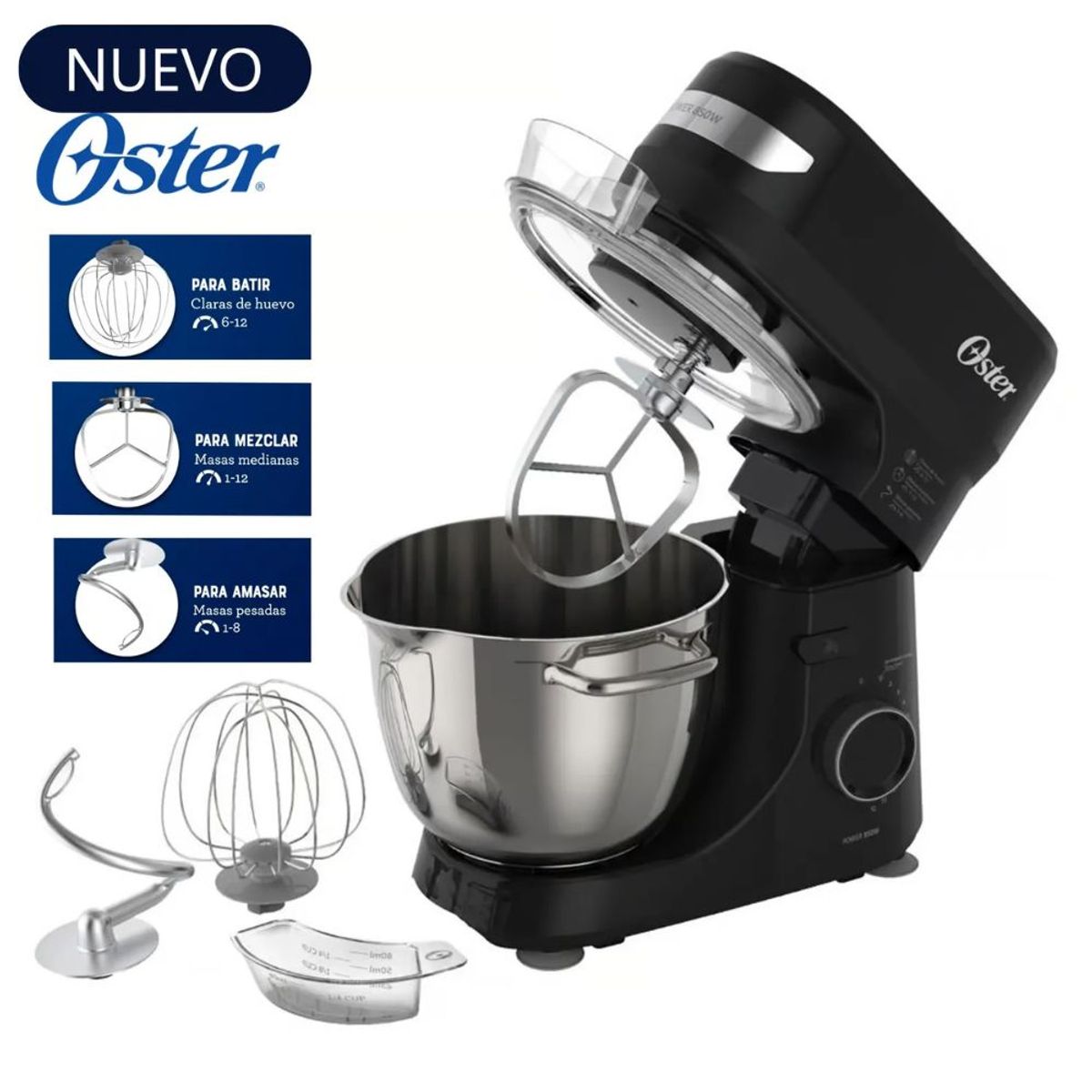 OSTER - Batidora Oster Planetaria 4L FPSTSMPL2B 12 velocidades 850W - Negro
