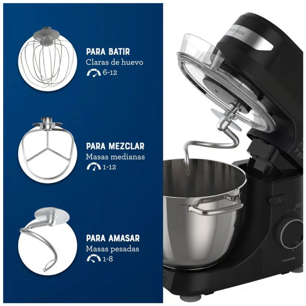 OSTER - Batidora Oster Planetaria 4L FPSTSMPL2B 12 velocidades 850W - Negro