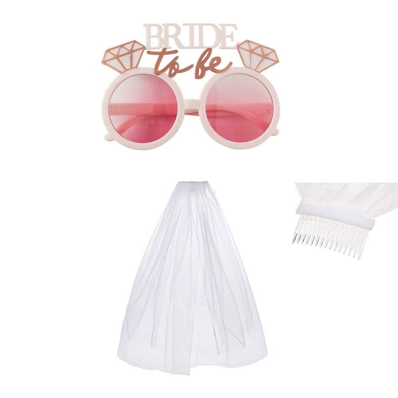 GENERICO - Set novia despedida de soltera lentes  y velo blanco