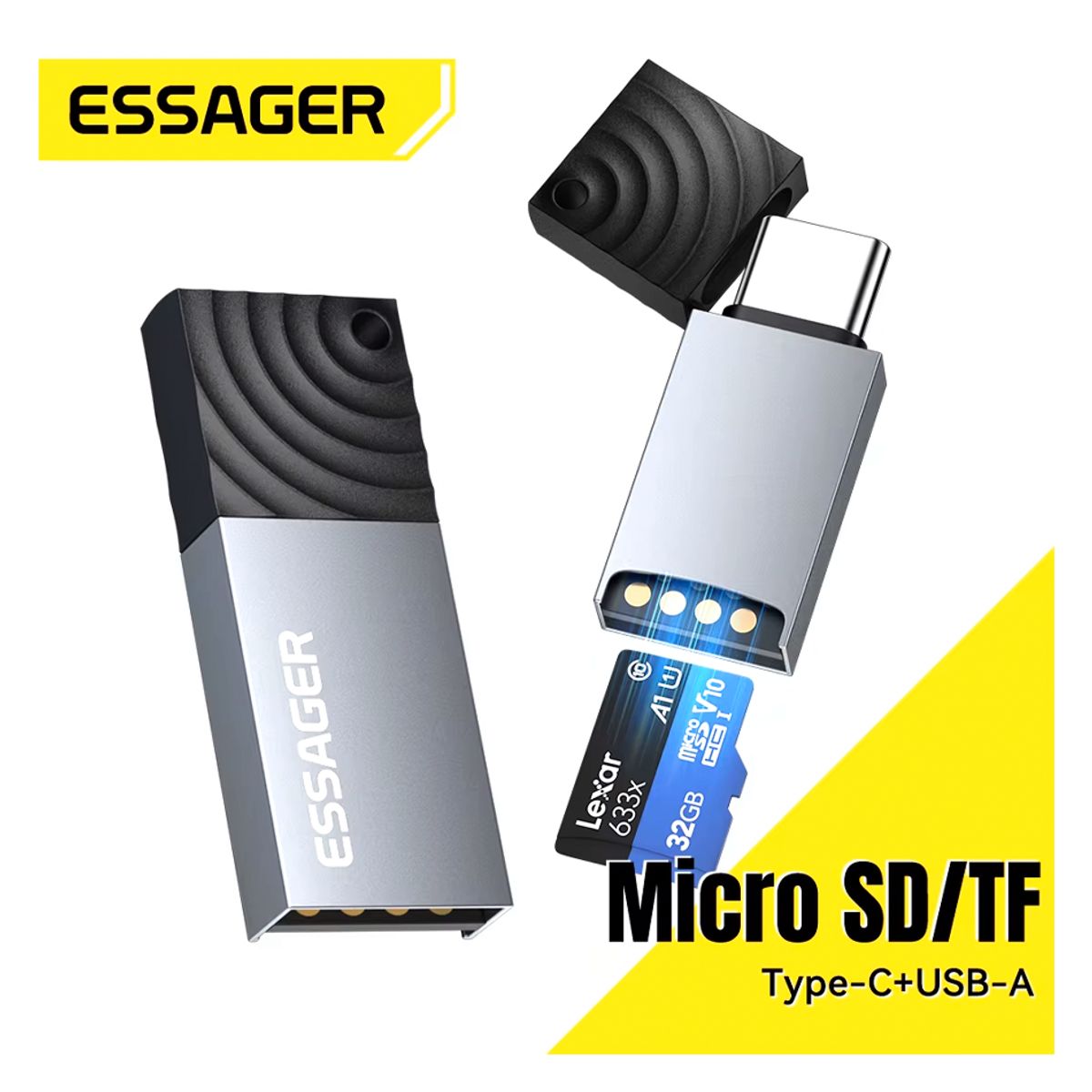 ESSAGER - Adaptador 2 en 1 para tarjetas Micro SD TF USB C / A essager