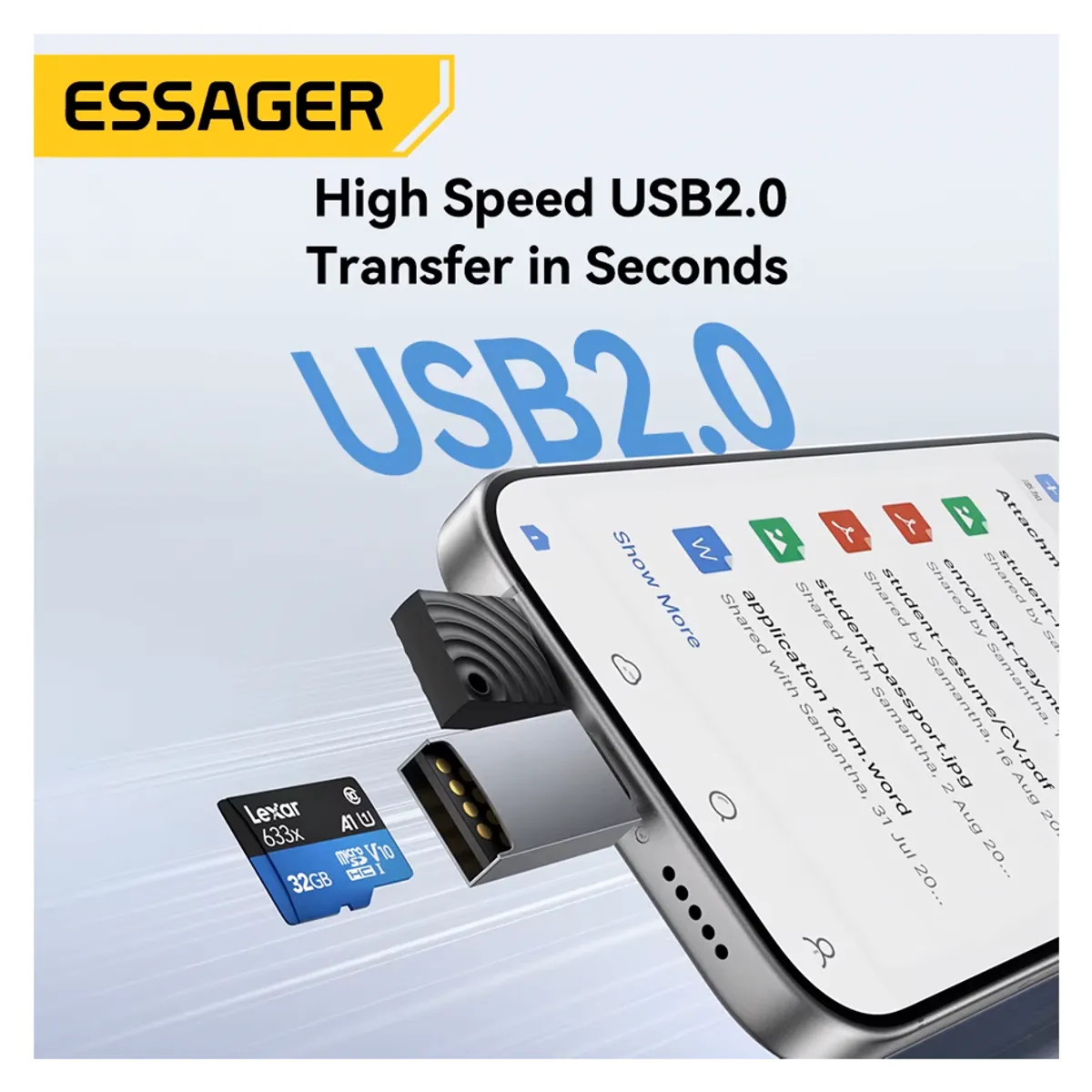 ESSAGER - Adaptador 2 en 1 para tarjetas Micro SD TF USB C / A essager