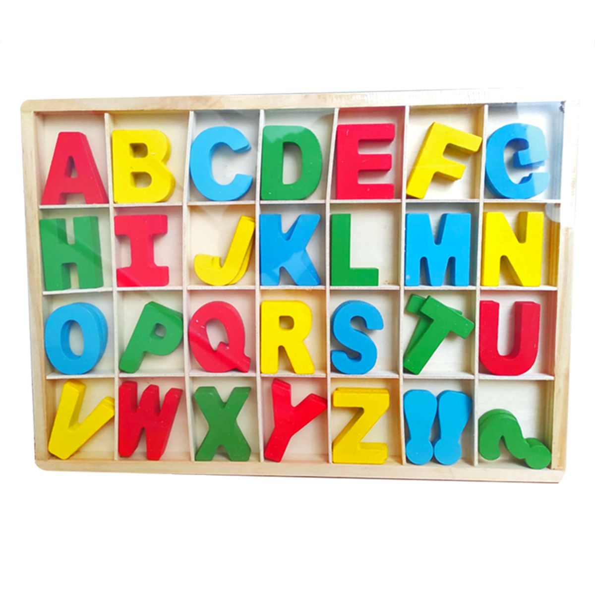 GENERICO - Set De 56 Letras Alfabeto Mayúsculas De Madera Colores