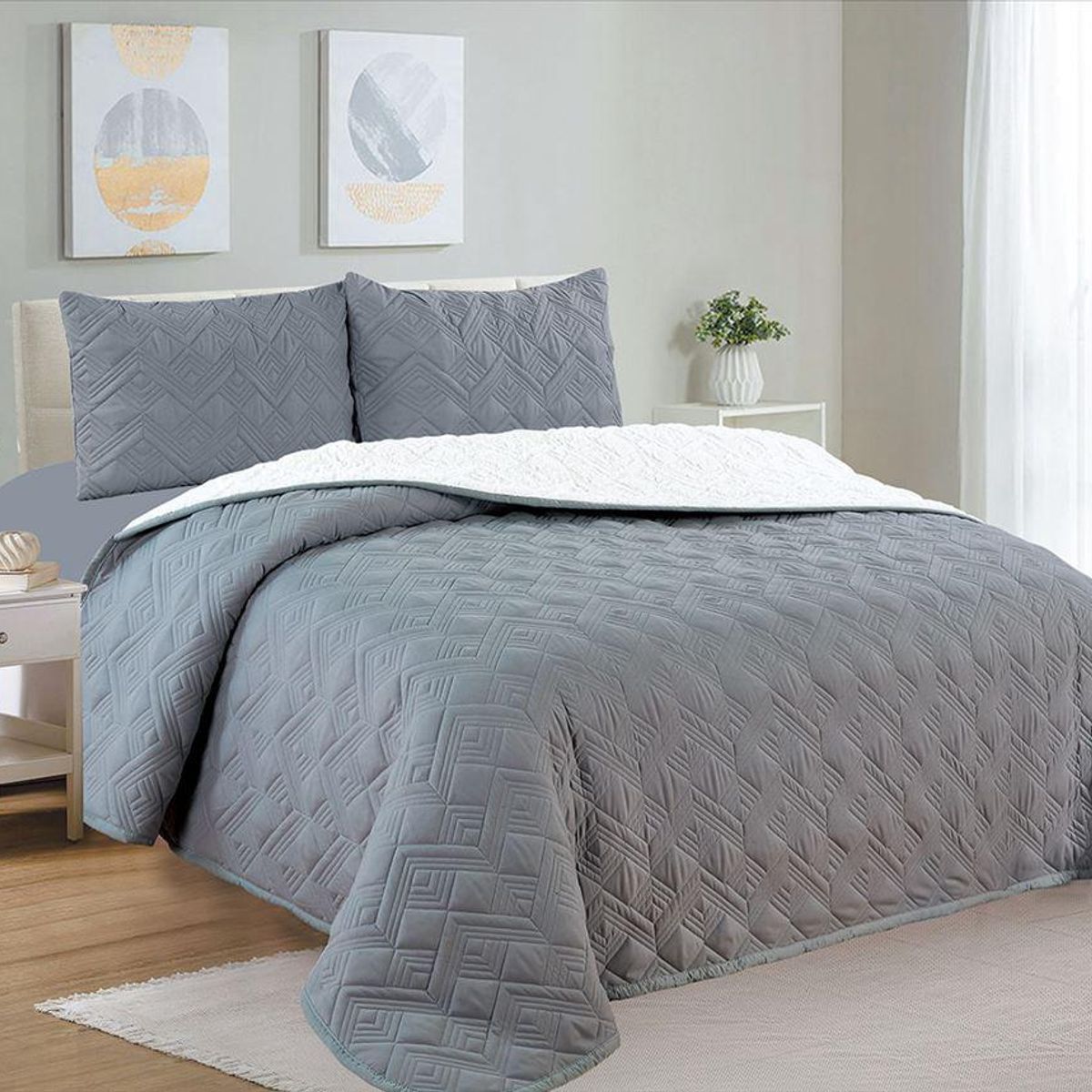 CASATEX - Cubrecama Reverso Sherpa + Juego de Sábanas 2 Plazas 100% Algodón