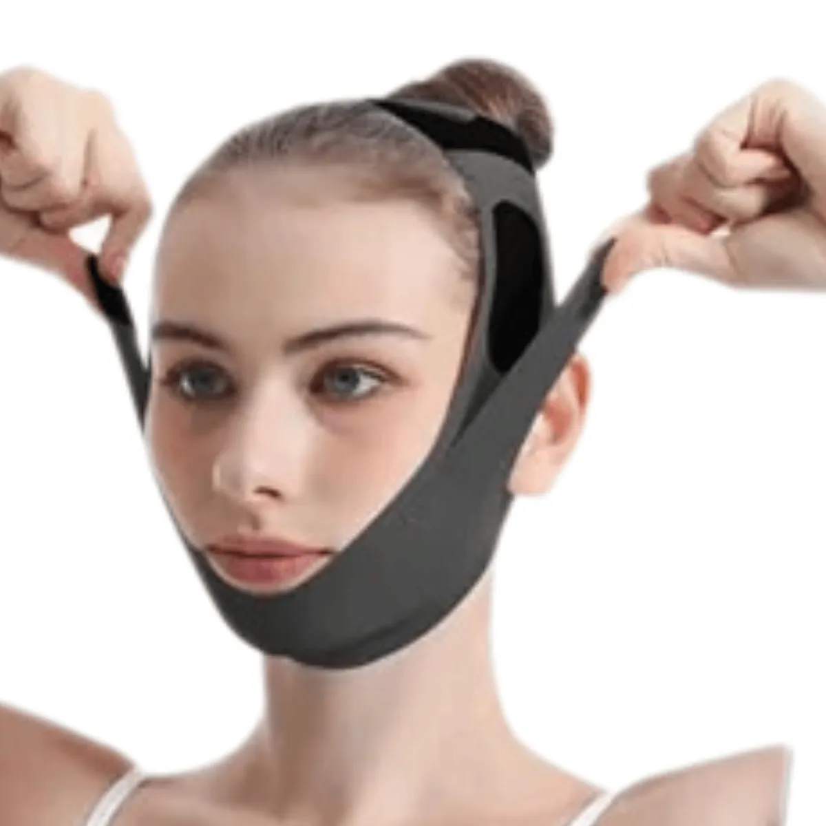 GENERICO - Faja Facial Mentonera Ajuste Lateral Control Doble Mentón Gris