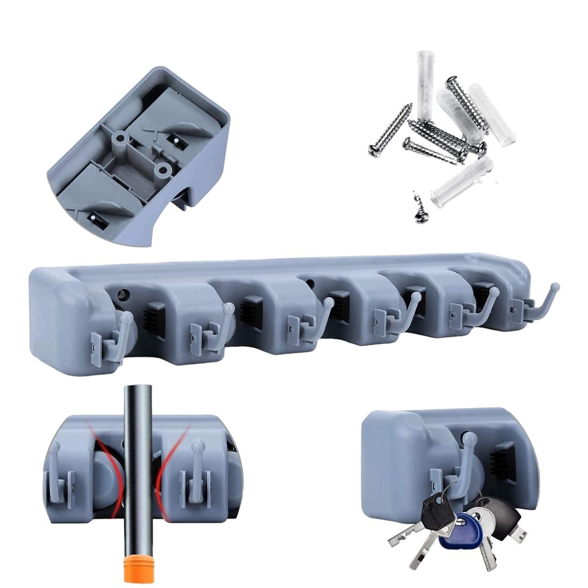 GENERICO - ORGANIZADOR DE ESCOBA MULTIFUNCIONAL PLOMO