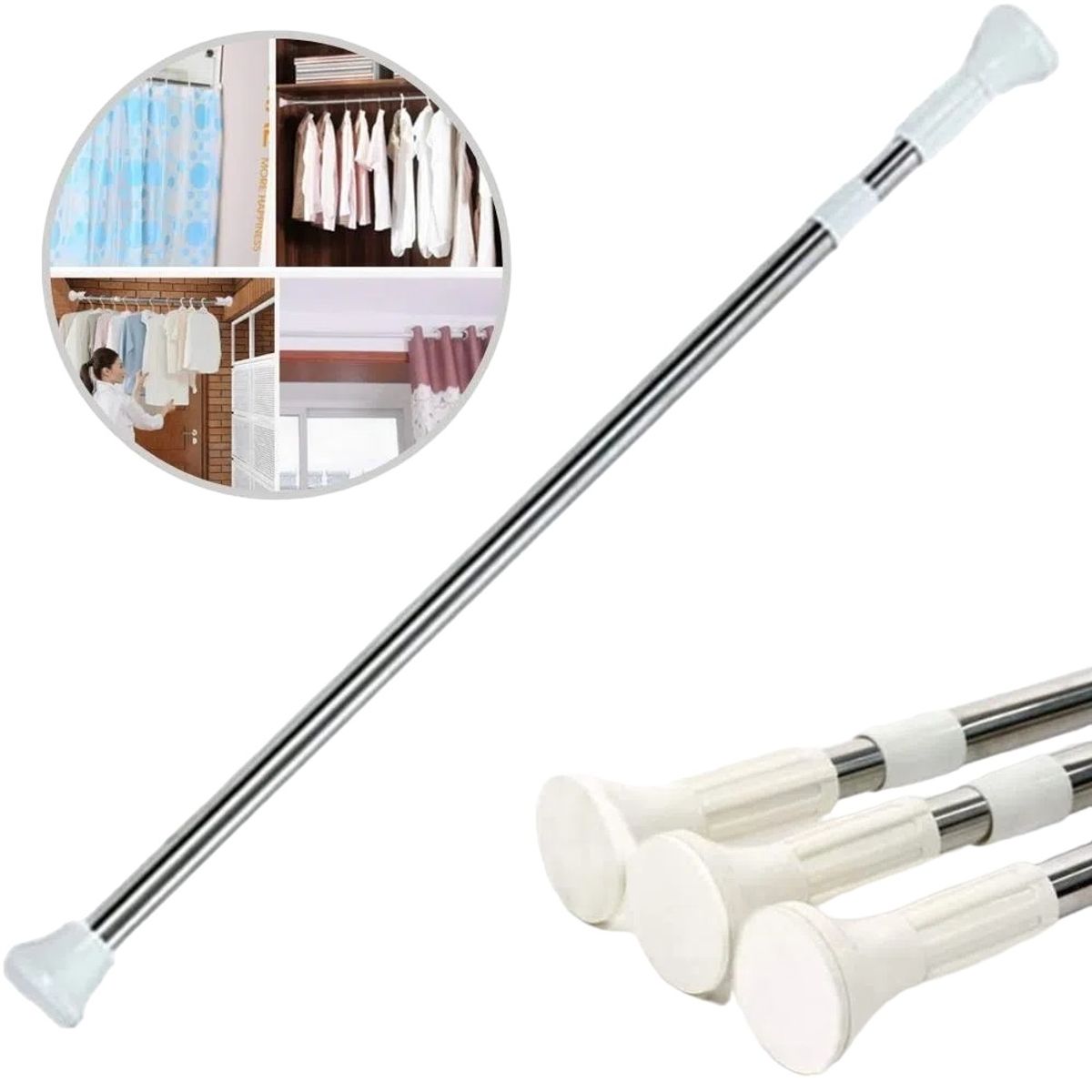 GENERICO - BARRA DE CORTINA TELESCÓPICA EXTENSIBLE BAÑO SALÓN COCINA