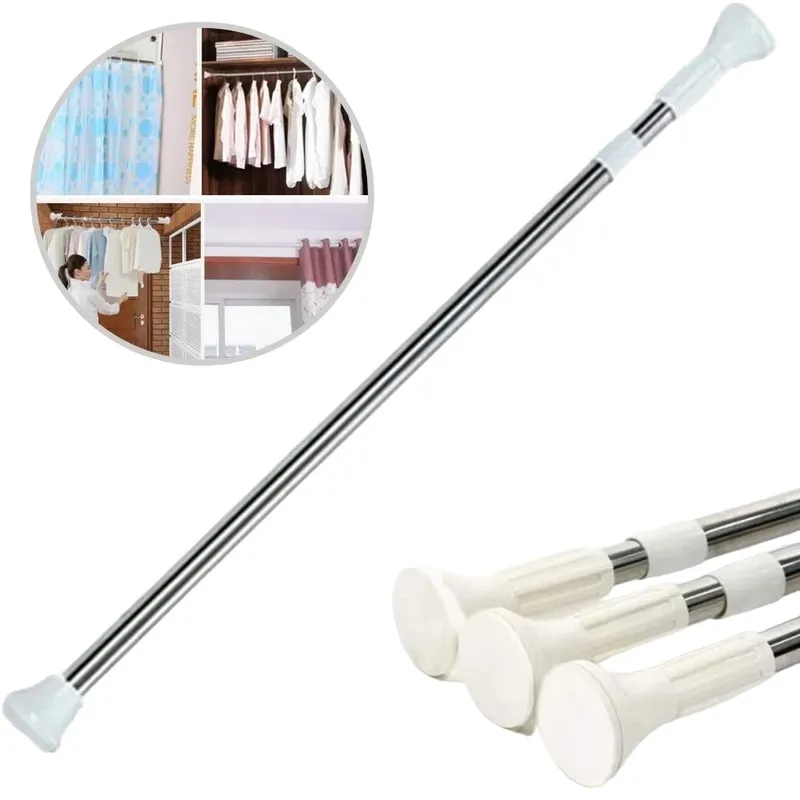 GENERICO - BARRA DE PRESIÓN AJUSTABLE PARA CORTINA DE DUCHA BAÑO Y COCINA